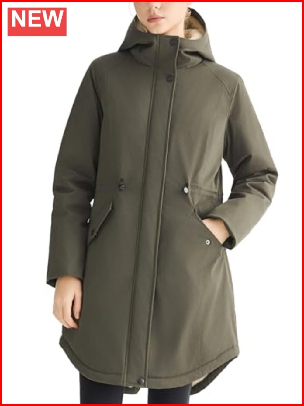 Fleece Lined Puffer Jacket Long Waterproof Winter Coat